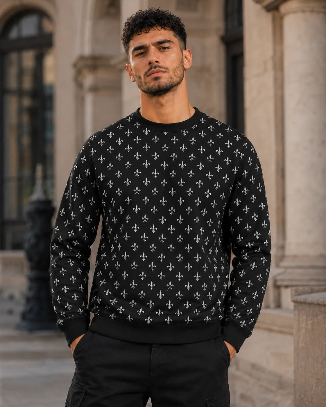 Heritage Lily Midnight Black – Premium Sweatshirt Heritage Midnight Black lifestyle 1